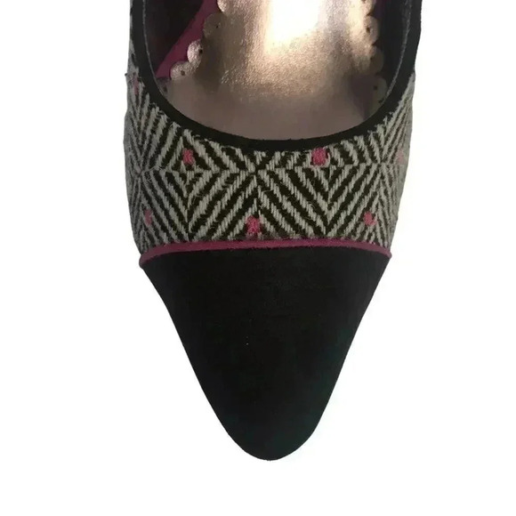 Lulu Townsend Tweed Black White Pink Patterned Stilettos Pumps Heels Size 7.5 - Picture 3 of 9